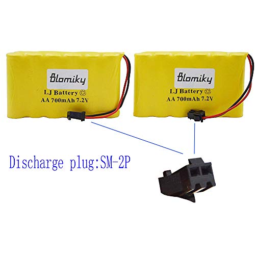 Product Cover Blomiky 2 Pack 7.2V 700mAh Ni-Cd Rechargeable AA Battery Pack SM 2P Plug for Previous Version 15 Channel Huina 1550 550 RC Excavator 7.2V 700mAh Yellow 2