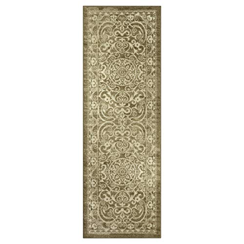 Product Cover Maples Rugs Runner Rug - Pelham 2' x 6' Non Skid Hallway Entry Rugs Runner [Made in USA] for Kitchen and Entryway, Khaki