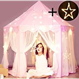 Product Cover Princess Castle Tent With Large Star Lights String | Cute Pink, Durable Polyester Playhouse For Indoor & Outdoor Games | Stimulate Pretend & Imaginative Play, Have Fun, Encourage Social Interaction