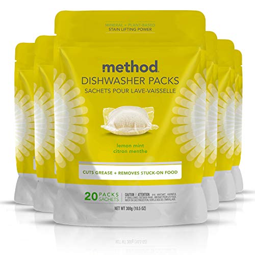 Product Cover Method Power Dish Dishwasher Soap Packs, Lemon Mint, 20 Count (Pack of 6)