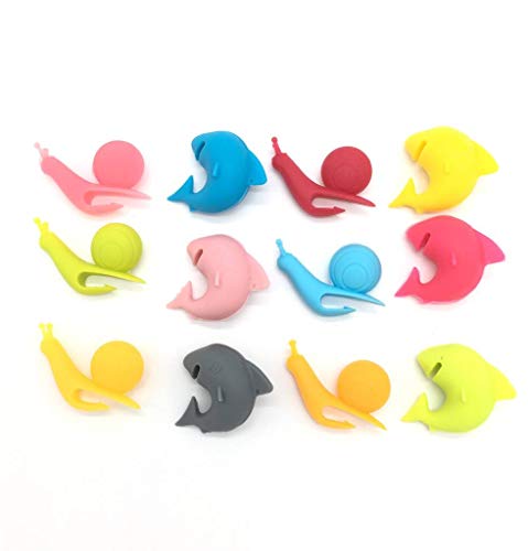 Product Cover Glass Drink Markers Set-12 Mini Shark And Snail Shape Tea Bag Holder Silicone Wine Glass Charms Reusable Glass Identifiers by Lofekea