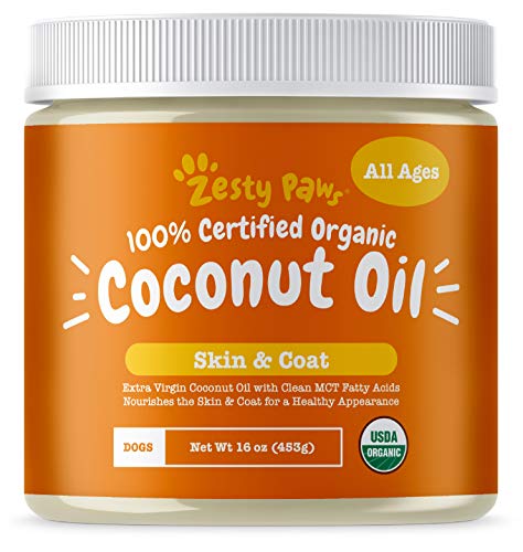 Product Cover Zesty Paws Coconut Oil for Dogs - Certified Organic & Extra Virgin Superfood Supplement - Anti Itch & Hot Spot Treatment - for Dry Skin on Elbows & Nose - Natural Digestive & Immune Support - 16 OZ