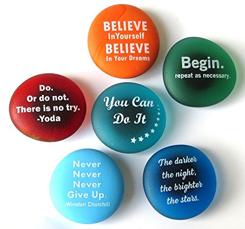Product Cover Inspiration Magnets: Encouragement and Motivation on Frosted Sea Glass Stones, Attached To Super-Strong Magnets. By Lifeforce Glass. Set I
