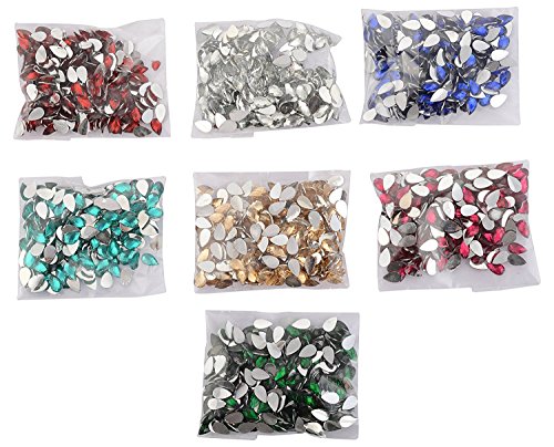 Product Cover Am Drop Shape Crystal Edged Stones/Kundans For Jewellery Making/Decorating & Crafts. Pack Of 700 Stones (7 Colors)