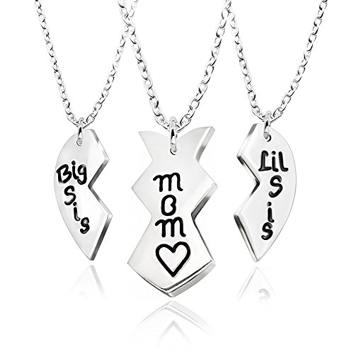Product Cover 3pcs Stainless Steel Mother Daughter Pendant Necklace - Mom Big Sister Little Sister