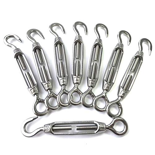 Product Cover HEVERP 8PCS 304 Stainless Steel M4 Hook & Eye Turnbuckle Light Duty Wire Rope Tension