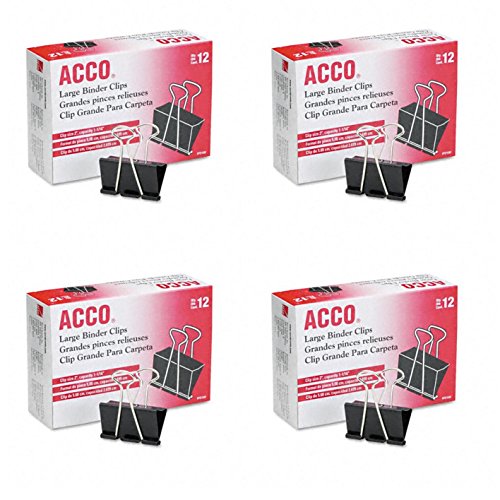 Product Cover ACCO Binder Clips, Large, 4 Boxes, 12 Clips/Box (A7072100B-AZ)