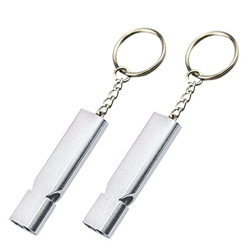Product Cover VEBE Double Tube Survival Whistle, Portable Aluminum Alloy Safety Whistle for Outdoor Hiking Camping (Silver)