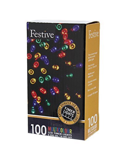 Product Cover Festive Christmas  String Lights, Battery Operated Timer LED, Multicolor, 100 bulbs