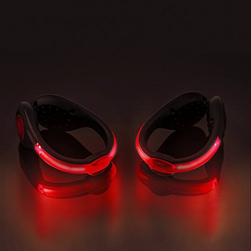 Product Cover Red : SLDHR LED Shoes Clip Lights USB charging for Night Running Gear, Color Changing RGB Strobe and Steady Color Flash Mode, Safety Clip Lights for Running, Jogging, Walking, Biking(One Pair)