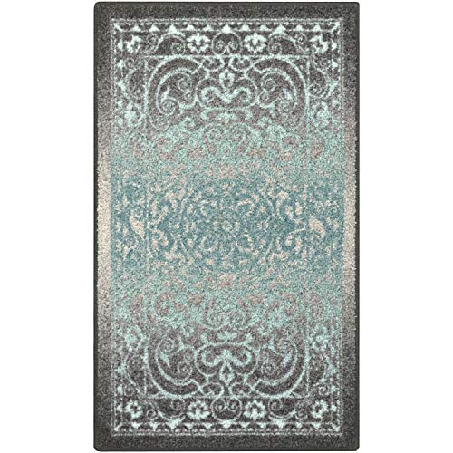 Product Cover Maples Rugs Pelham Vintage Kitchen Rugs Non Skid Accent Area Carpet [Made in USA], 2'6 x 3'10, Grey/Blue