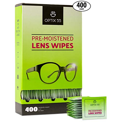 Product Cover Pre-Moistened Lens Cleaning Wipes - 400 Cloths - Safely Cleans Glasses, Sunglasses, Camera Lenses, and Electronic Quickly & Efficiently - Travel - by Optix 55