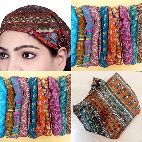 Product Cover Sarjana Handicrafts Lot 10 Pieces Womens Mens Silk Headband Printed Hairband Bandana