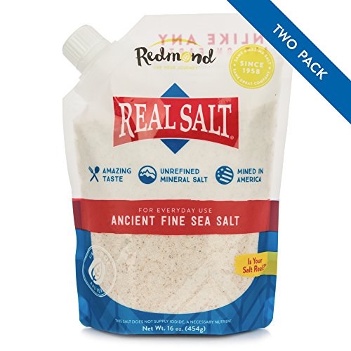 Product Cover Redmond Real Salt - Ancient Fine Sea Salt, Unrefined Mineral Salt, 16 Ounce Pouch (2 Pack)