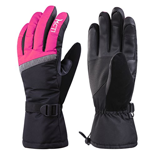 Product Cover MCTi Ski Gloves,Winter Waterproof Snowboard Snow 3M Thinsulate Warm Touchscreen Cold Weather Women Gloves Wrist Leashes