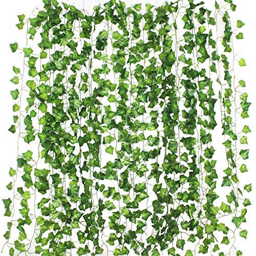 Product Cover GPARK 12Pack / Each 82 inch , Artificial Ivy Garland Fake Plants , Green For Wedding Party Garden Outdoor Greenery Wall Decoration