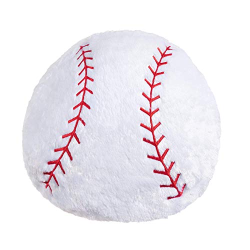 Product Cover CatchStar Baseball Pillow Fluffy Baseball Plush Pillow Durable Stuffed Baseball Throw Pillow Sofa Decorative Cushion Soft Sports Toy Gift Sport Theme Room Decoration for Kids Boy Baby Toddlers