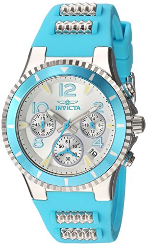Product Cover Invicta Women's BLU Stainless Steel Quartz Watch with Silicone Strap, Blue, 22 (Model: 24191)