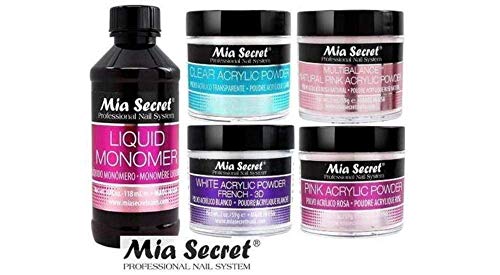 Product Cover MIA SECRET 4 oz LIQUID MONOMER + Acrylic Powder 2 oz Pink, Clear, White & Multibalance - Made in USA (Original Version)
