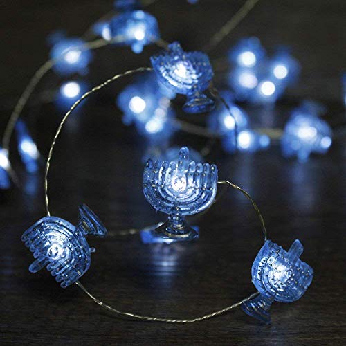 Product Cover Impress Life Chanukah Decorative String Lights, 10ft 40 LED Hanukkah Menorah Twinkle Lights Battery Operated with Remote for Jews, Synagogue,Judaism Wedding Bedroom Party Candelabra Decoration