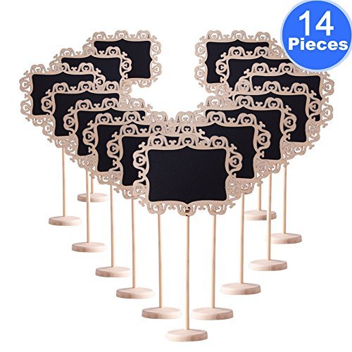Product Cover AUSTOR 14 PCS Mini Decorative Boarder Chalkboard Signs with Stand Black Board for Weddings Place Cards, Parties, Message Board Signs and Decorating