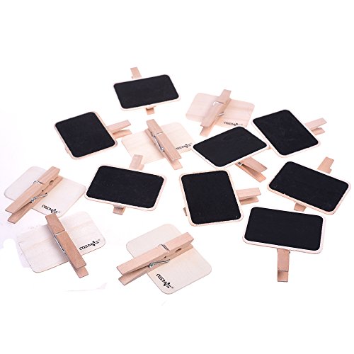 Product Cover COSMOS Pack of 12 PCS Erasable Wooden Chalkboard Label Clips Message Memo Boards Clips