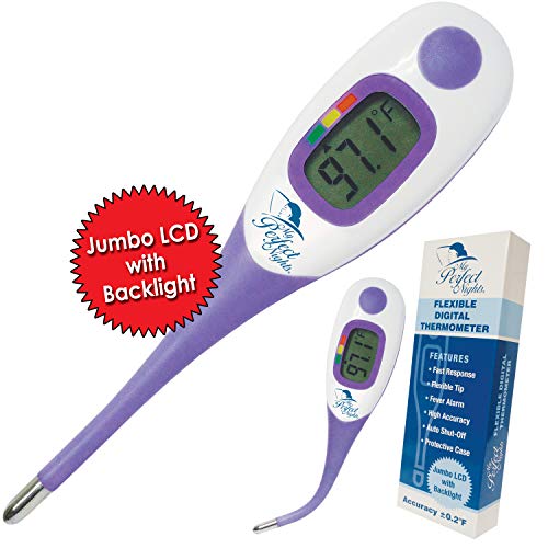 Product Cover Large Display Medical Digital Fever Thermometer Fast Response (Baby and Adult) Fever Alarm - Oral, Rectal, Armpit - Flexible Tip by My Perfect Nights (1)