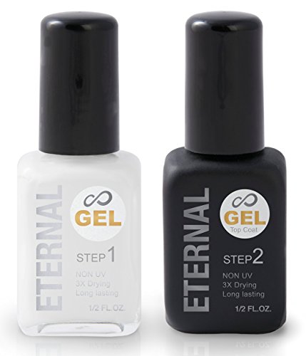 Product Cover Eternal Gel Nail Polish Kit - Color and Clear Top Coat Gel, No UV Lamp Required (Blanco Tiza)