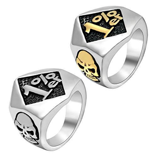 Product Cover enhong Mens Stainless Steel Rings 1% er One Percenter Outlaw Biker Ring Motorcycle Club US 7-15