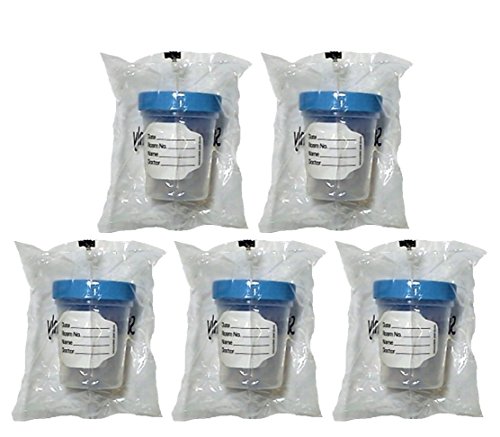 Product Cover 5 Pack of Vakly 4oz Sterile Specimen Cups Individually Bagged with Screw On Lids