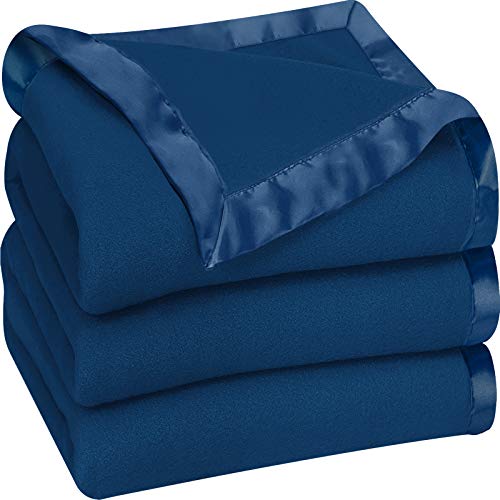 Product Cover Utopia Bedding Fleece Blanket Queen Size Navy Soft Cozy Sateen Bed Blanket Microfiber