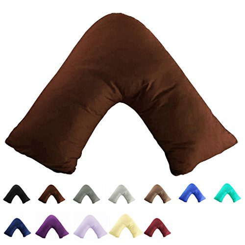 Product Cover TAOSON 100% Cotton 300 Thread Count Soild Envelope Style V Shaped/Tri/Boomerang Standard Pillow Case Cushion Cover Only Cover No Insert (Brwon