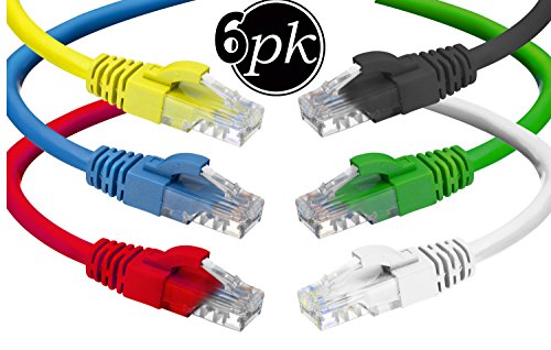 Product Cover CAT6 Ethernet Cable (6 Feet) LAN, UTP (1.8 m) CAT 6 RJ45, Network, Patch, Internet Cable - 6 Pack (6 ft)