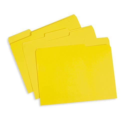 Product Cover File Folder, 1/3 Cut Tab, Letter Size, Yellow, Great for Organizing and Easy File Storage, 100 Per Box