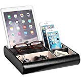 Product Cover JackCubeDesign Valet Tray Leather Multi Catch All Storage Box Men's Dresser Desk Organizer Jewelry Accessories Night Stand for Keys, Phone, Wallet, Coin, Jewelry(Black) - :MK318A