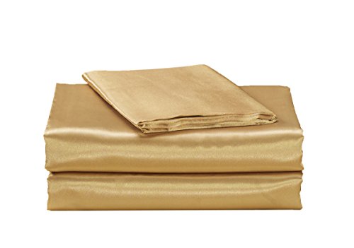 Product Cover EliteHomeProducts EHP Super Soft and Silky Satin Sheet Set (Solid/Deep Pocket) (King, Gold)