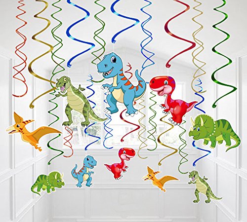 Product Cover Moon Boat 30 Ct Dinosaur Hanging Swirl Decorations - Dino Fossil Jurassic T-REX Birthday Party Supplies Ornaments