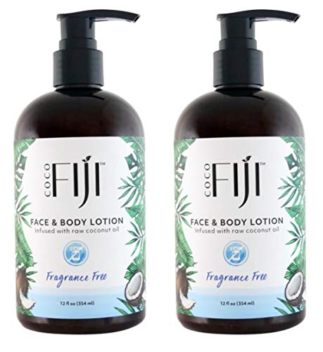 Product Cover Organic Fiji Fragrance Free Coconut Oil Lotion (Pack of 2) with Certified Organic Coconut Oil, Apricot Kernel Oil, Avocado Oil, Sunflower Seed Oil and Sweet Almond Oil, 12 oz