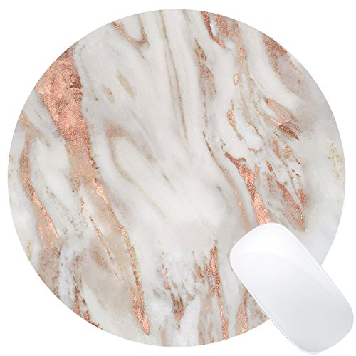 Product Cover Wknoon Rose Gold and Eggshell Marble Mouse Pad Round Mouse Pads Cute Mat