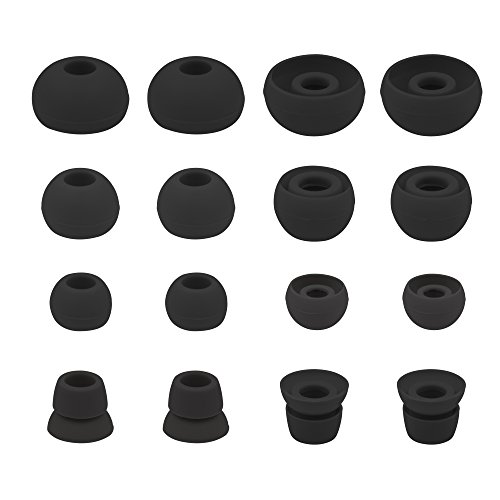 Product Cover ALXCD Ear Tips for Powerbeats3 Wireless Earphone, SML 3 Sizes 6 Pair Earbud Tips & 2 Pair Double Flange Silicone Replacement Ear Tip Cushion, Fit for Beats Powerbeats 3 Wireless 3 [8 Pair](Black)
