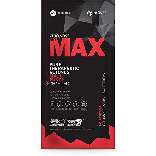 Product Cover KETO//OS Bio MAX Charged (With Caffeine), Provides Sharp Energy Boost, Promotes Weight Loss and Burn Fats through Ketosis, Maui Punch Flavor, 7 Servings