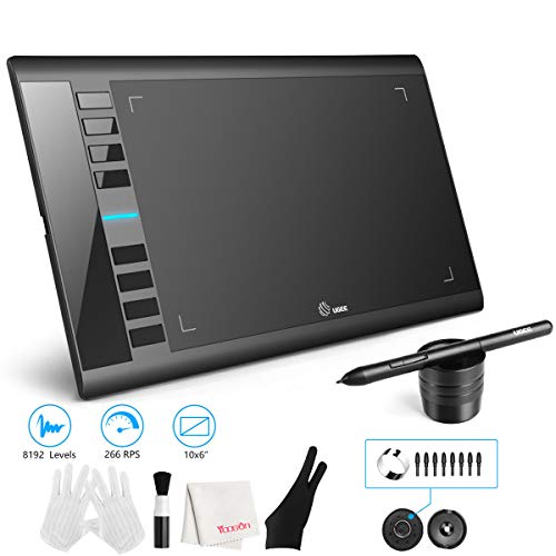 Product Cover UGEE M708 Graphics Tablet, 10 x 6 Inch Large Drawing Tablet, 8192 Levels Pressure Battery-Free Pen Stylus, 8 Hotkeys, Compatible With Windows 10/8/7 Mac Os Artist, Designer, Amateur