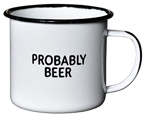 Product Cover PROBABLY BEER | Enamel Coffee Mug | Funny Home Bar Gift for Beer Lovers, Homebrewers, Men, and Women | Cool Cup for the Office, Kitchen, Campfire, and Travel