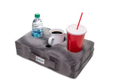 Product Cover Cup Cozy Pillow (Gray) As Seen on TV-The world's BEST cup holder! Keep your drinks close and prevent spills. Use it anywhere-Couch, floor, bed, man cave, car, RV, park, beach and more!