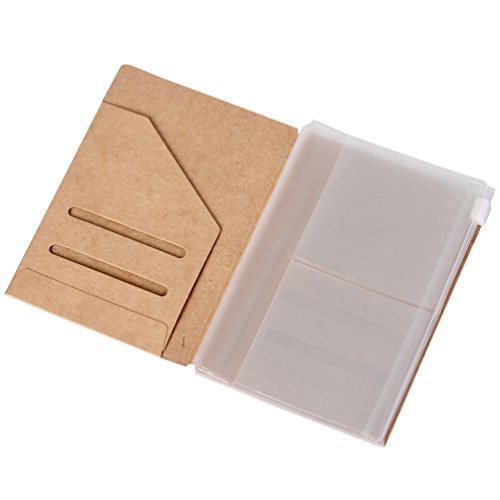 Product Cover Zipper Case & Kraft Folder Refill Inserts for Passport Size Travelers Notebook