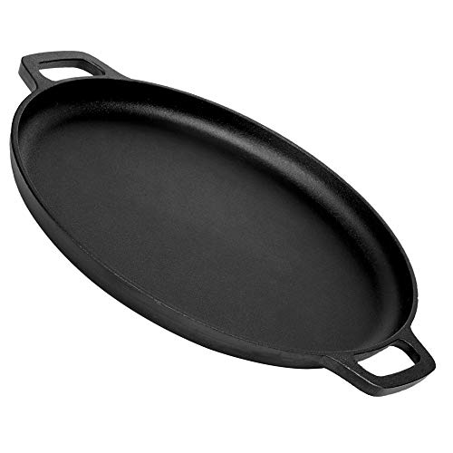 Product Cover Pre-Seasoned Cast Iron Pizza and Baking Pan (13.5 Inch) Natural Finish, Enhanced Heat Retention and Dispersion - Stove, Oven, Grill or Campfire