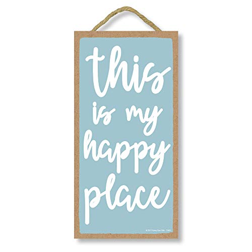 Product Cover Honey Dew Gifts Wall Hanging Decorative Wood Sign This is My Happy Place 5 inch by 10 inch Hang on The Wall Home Decor