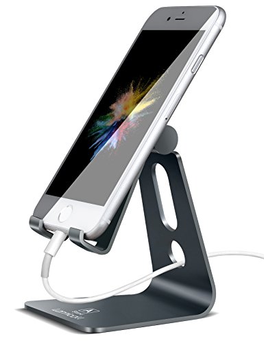 Product Cover Adjustable Cell Phone Stand, Lamicall Phone Stand : [UPDATE VERSION] Cradle, Dock, Holder Compatible with iPhone Xs XR 8 X 7 6 6s Plus SE 5 5s 5c charging, Accessories Desk, Android Smartphone - Gray