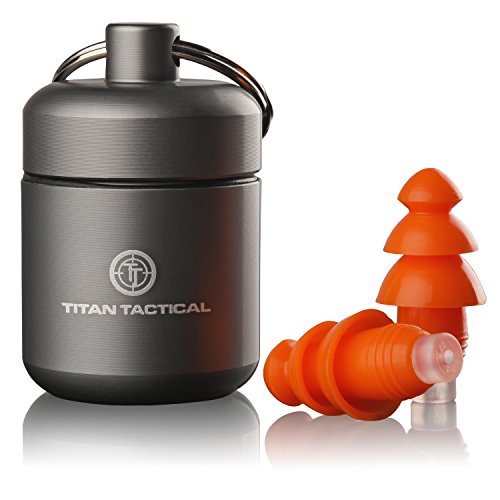 Product Cover Titan Tactical 29NRR Reusable Shooting Ear Plugs w/Removable Noise Filter + Heavy Duty Aluminum Case (for Normal + Small Ear Canals)