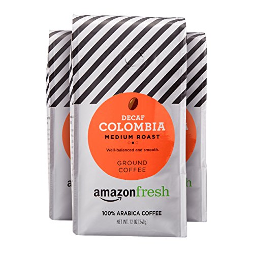 Product Cover AmazonFresh Decaf Colombia Ground Coffee, Medium Roast, 12 Ounce (Pack of 3)